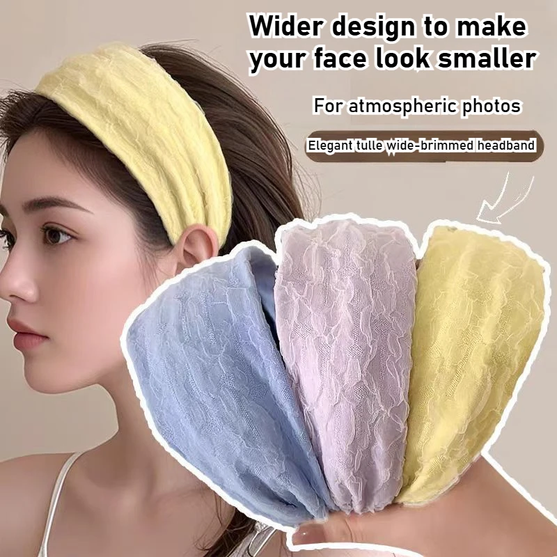 New Spring/Summer Chiffon Wide-Brimmed Headband for Women: Stylish, Fashionable, Everyday Headwear