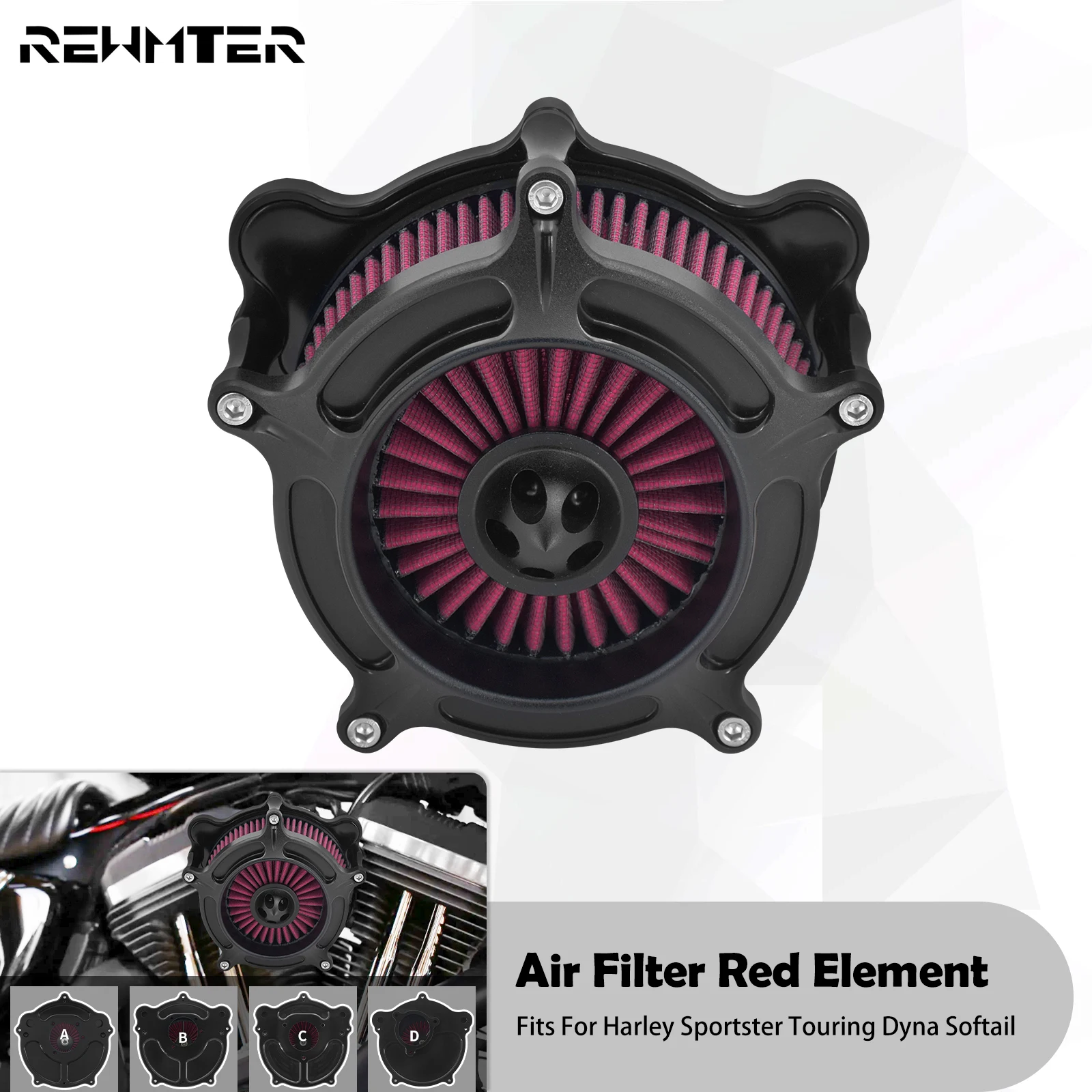 

Motorcycle Air Filter CNC Air Cleaner Red Element Intake Filter For Harley Touring FLHR FLHT FLHX Sportster XL Dyna Softail FXBB