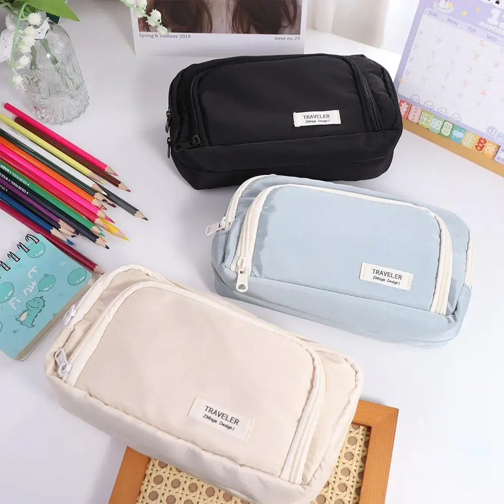 

Multifunctional Large Capacity Pencil Bag Aesthetic Simple School Cases Stationery Holder Bag School Students Supplies