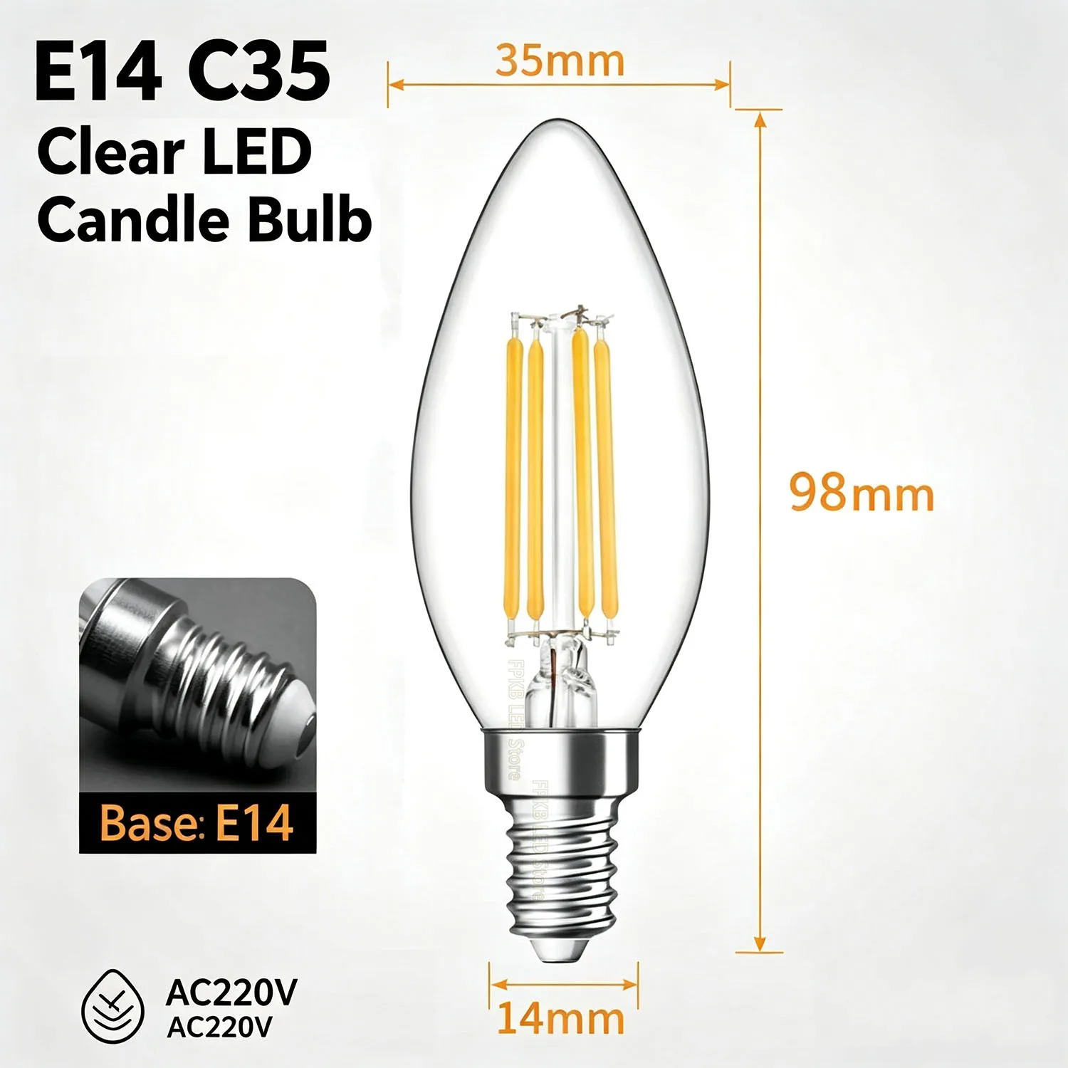 10pcs 6W 4W 2W E14 LED Bulb AC220/240V Filament Candle Light C35 Edison Glass Bulb Retro Antique Vintage Style Cold White Warm