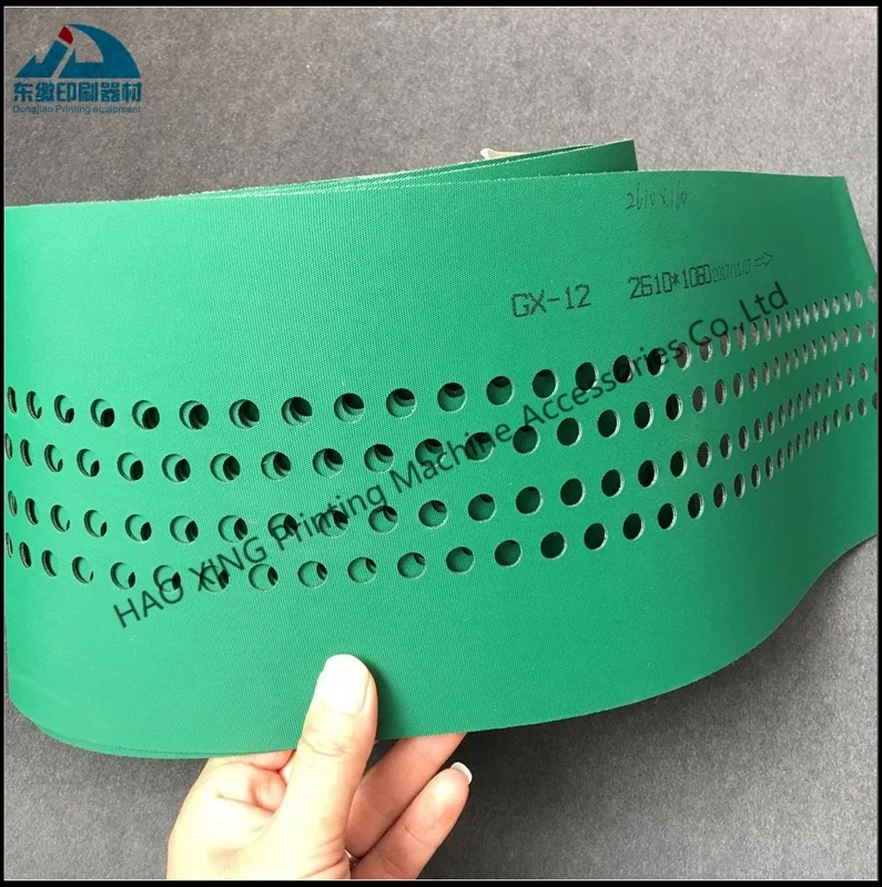 Printing Machinery Parts Feeder Suction Belts for KBA Printer Parts Paper Conveyor Belt Green Perforated Feeder Suction Belts
