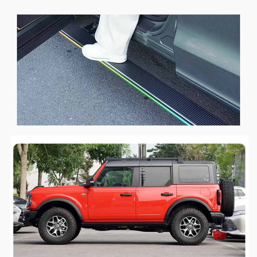 Newest electric side bar side pedals running board for Ford Bronco 2021-2025.Intelligent scalable pedala,durable motor quality.