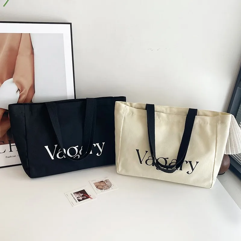 Blank Canvas Bag Large Capacity Travel Simple Letter Yoga Universal Single Shoulder Handbag Student Book Bag for Men And Women