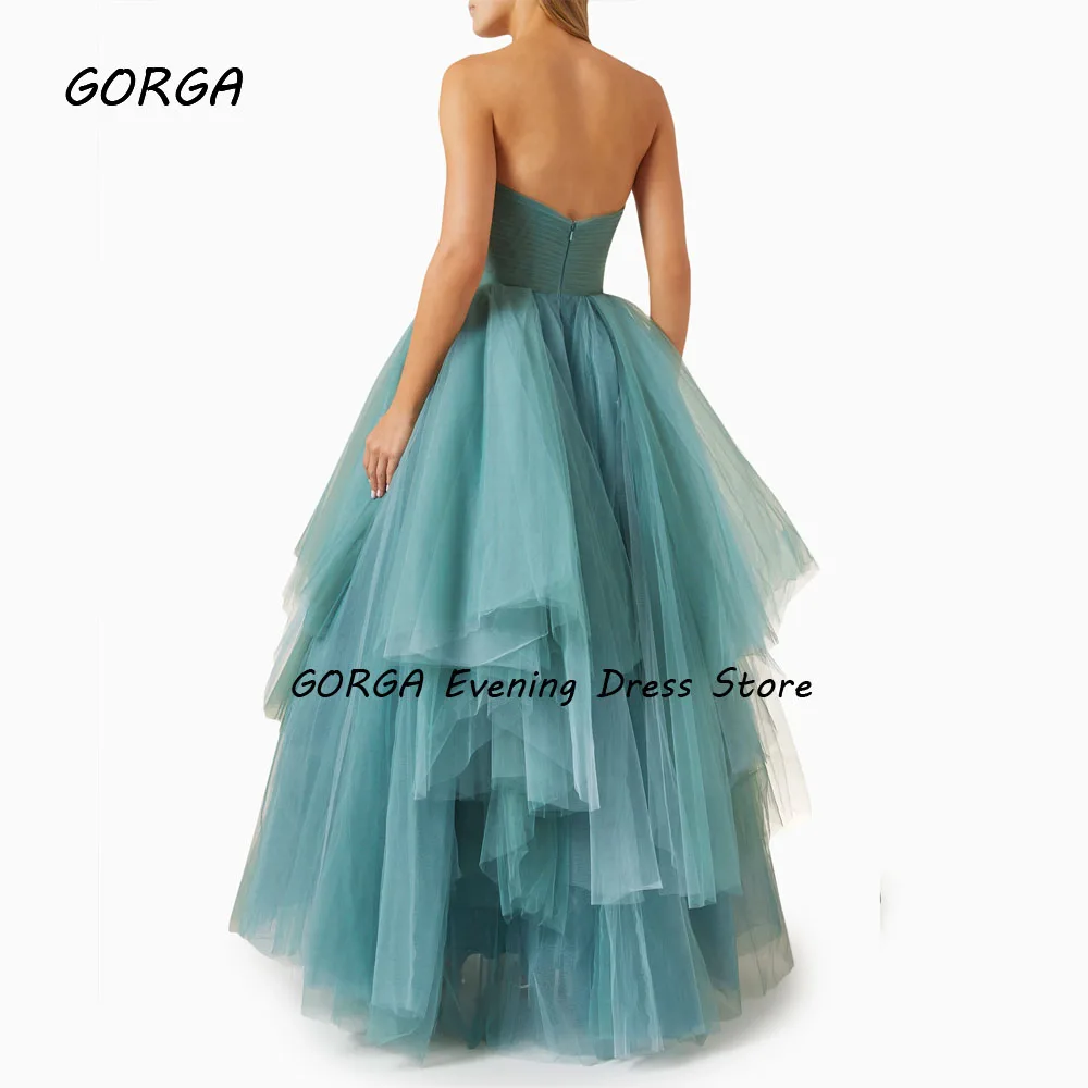 GORGA-vestido de tul escalonado con escote corazón para mujer, traje de noche Formal ajustado con Espalda descubierta, longitud hasta el suelo, 2024