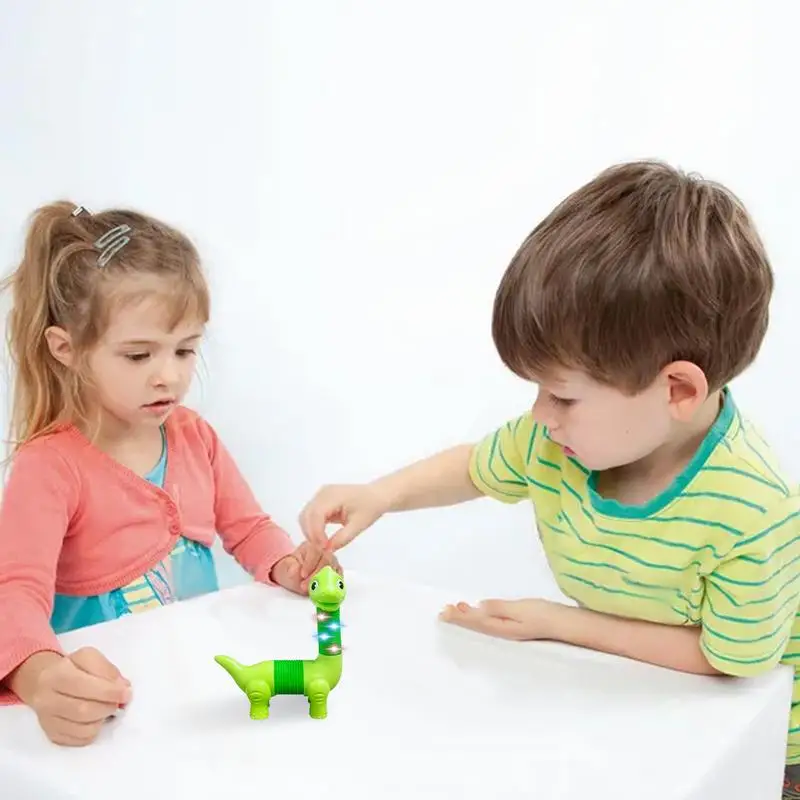 Dinosaur-Shaped Sensory Fidget Toy, Fidget sensorial telescópico, Tubos Pop, Criança brinquedos sensoriais