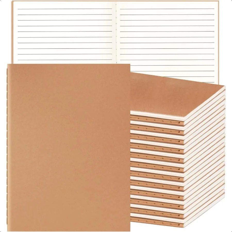 24 pacote a5 listrado kraft cadernos em massa diário cadernos a5 forrado faculdade governado caderno 8.3x5.5 polegadas 60 páginas de viagem
