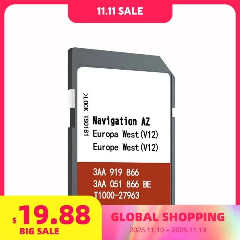 

AZ V12 West RNS315 V12 Западная Европа 2020 Карта Naving SD GPS Sat Nav Card