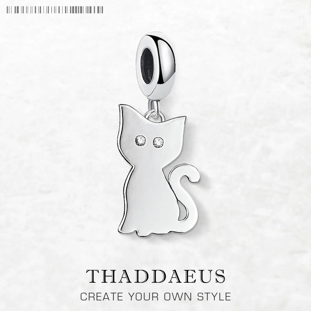

925 Sterling Silver Kitten Cat Pendant Dangle Charm For Women New Fashion Jewelry Cute Gift
