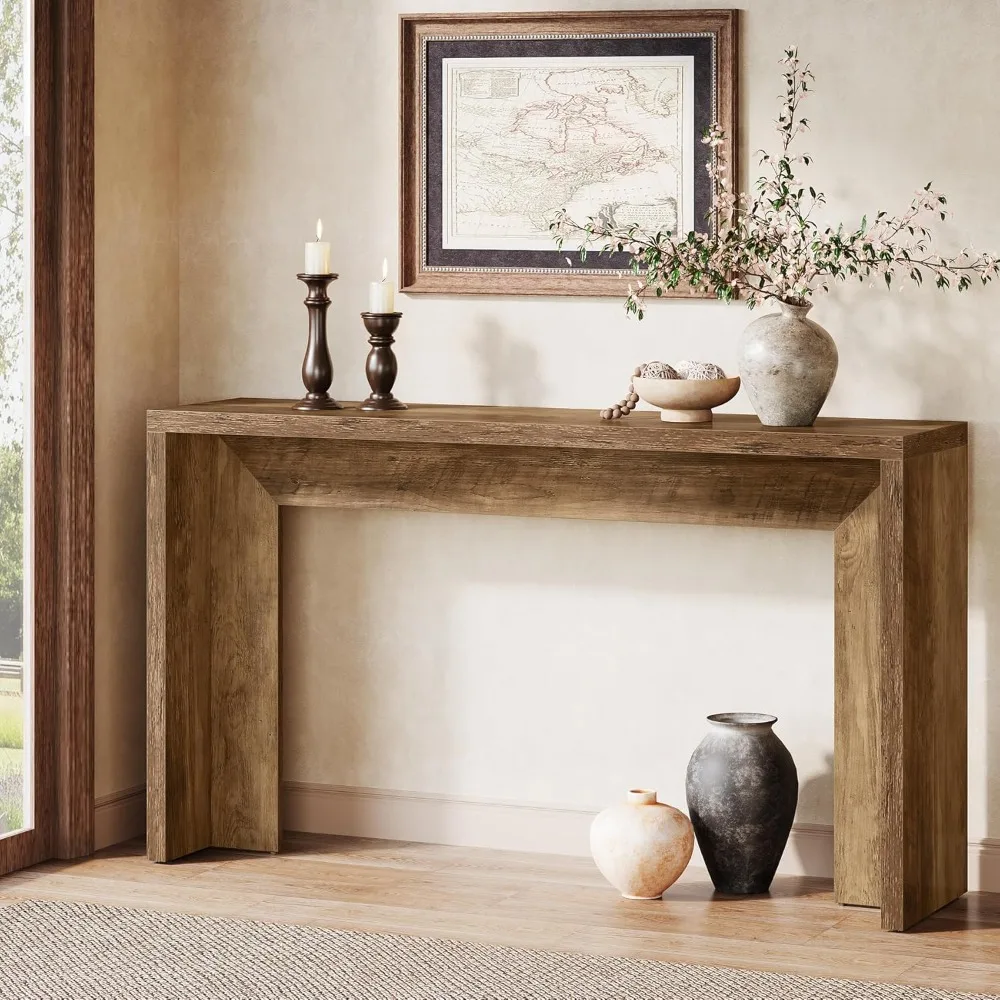 

Farmhouse Console Table, 55-Inch Wooden Sofa Table with Storage for Entryway, Foyer, Hallway, Living Room, Easy Assembly