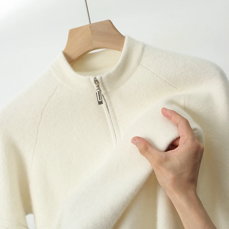 

100% pure wool sweater, half zipper stand up collar, men's sports style knitted sweater, men's pullover wool knitted warm shirt