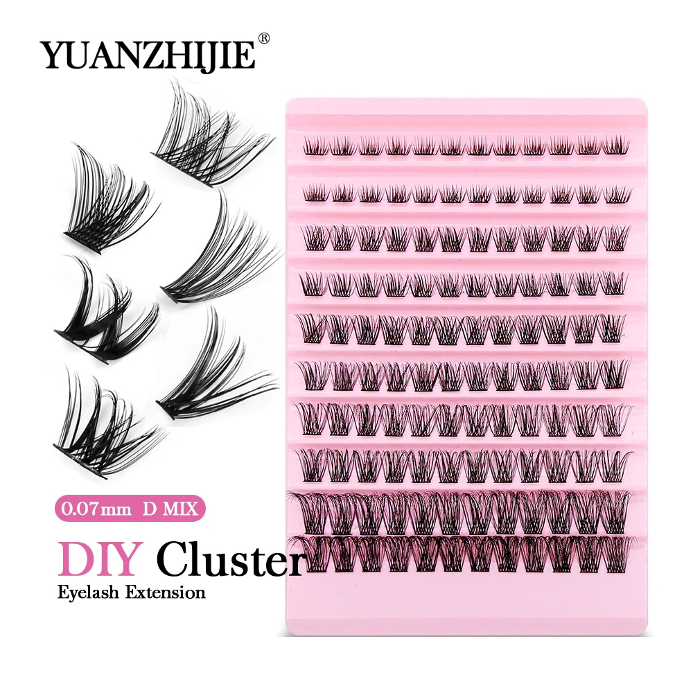 New Packaging YUANZHIJIE Hot Selling DIY Clusters Professional Makeup NIX Length D Curl Eyelash Clusters DIY Eyelash Extensions