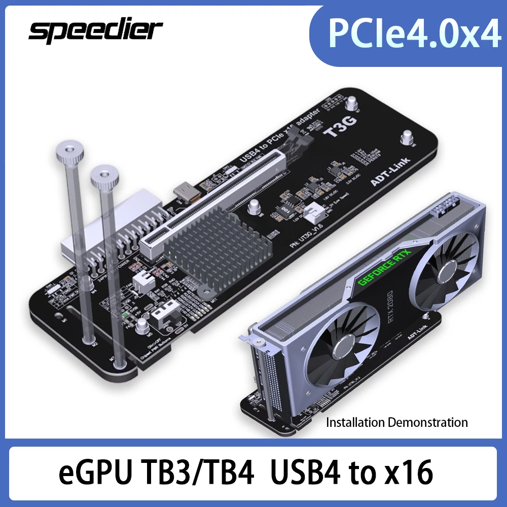 محطة إرساء خارجية للكمبيوتر المحمول UT3G USB4 PCIe4.0x4 متوافقة مع Thunderbolt 3/4، نقل عالي السرعة بسرعة 40 جيجابت في الثانية، كابل