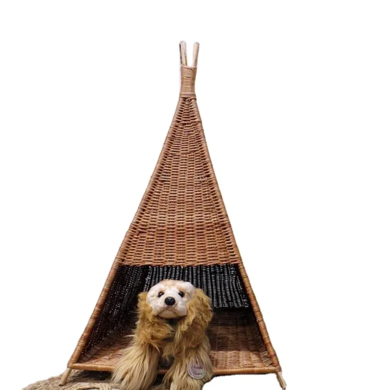 Newly designed rattan bed house pet nest high quality pet teng bamboo bed