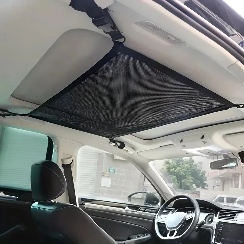 Car Ceiling Cargo Net Pocket, Car Ceiling Storage Net Strong Bearing Adjustable Capacity Roof Cargo Net Organizer, for SUV image 5