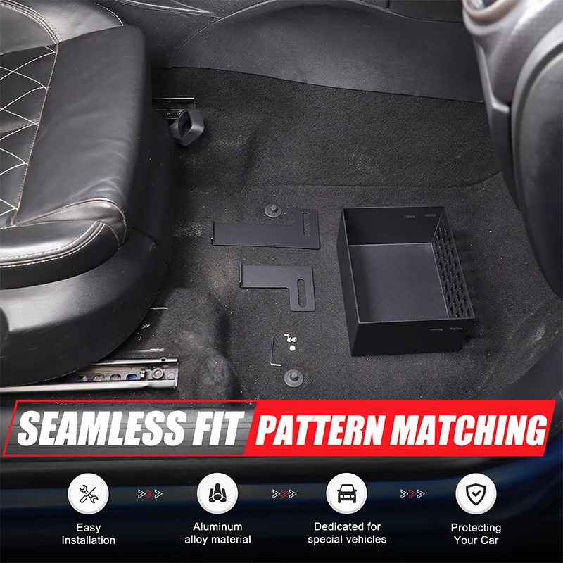 

Aluminum Alloy Black For SEAT Leon 2008-2012 Car passenger seat under storage basket car interior modification accessories