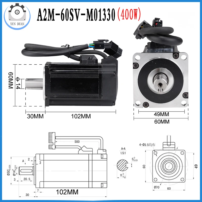 400W 750W AC Servo Motor Driver Kit 3000rpm 60 80mm Match Driver A2-SVD15 Magnetic Encoder 17bit + 3 Meter Encoder Cable for CNC