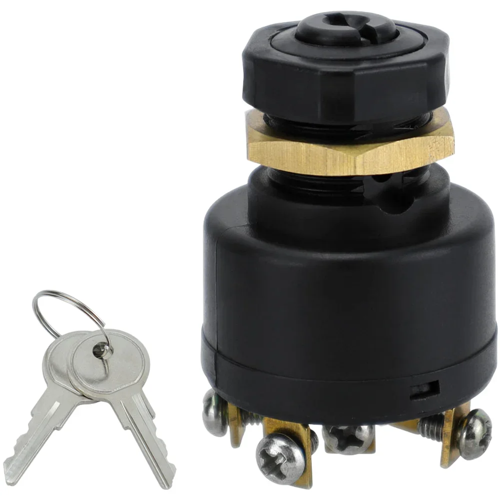 Brass Marine Ignition Switch For Boats With Push To Choke Function 2 Keys Flame Retardant High Temp Resistant Shell
