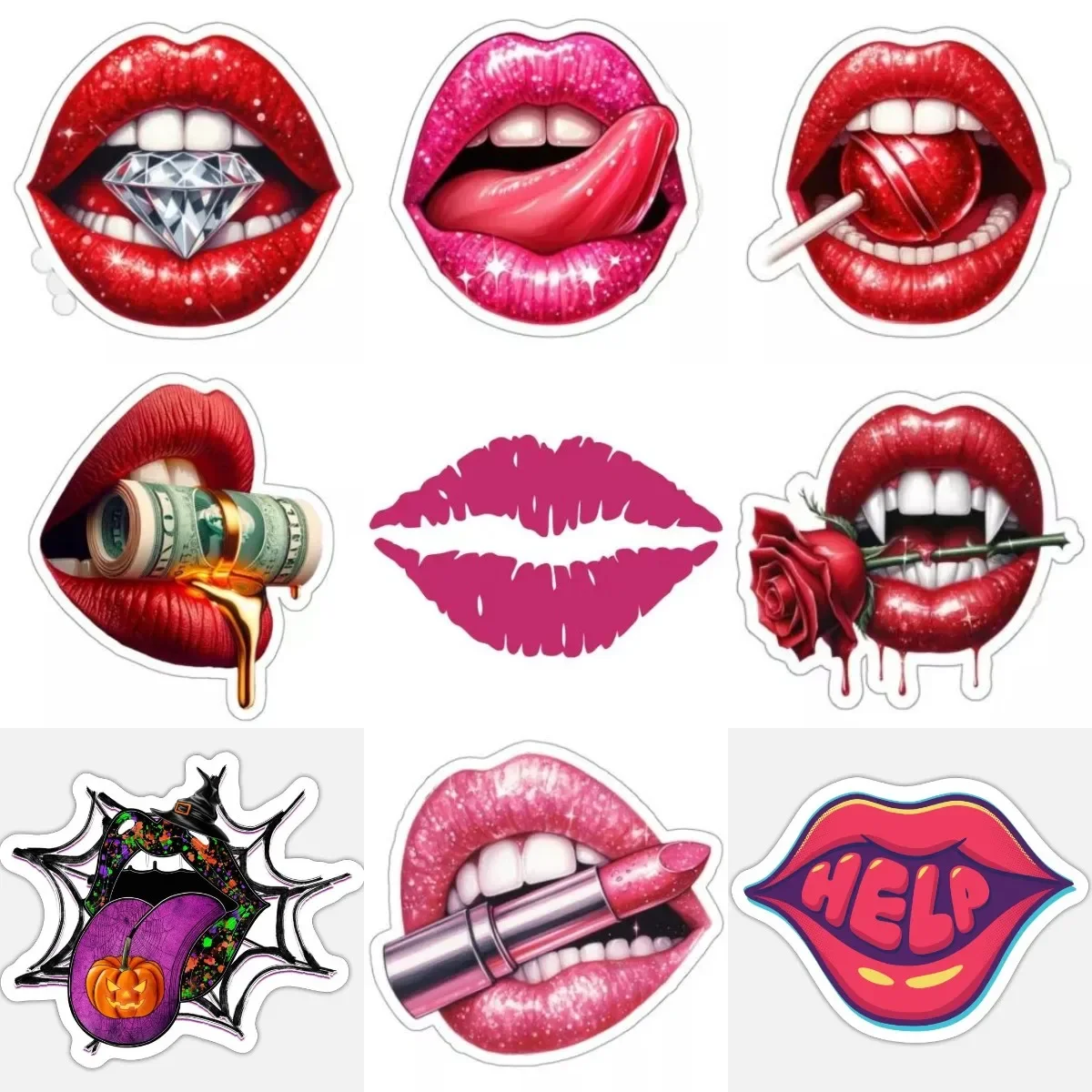 

Lips Kiss Creative Personalized PVC Sticker for Decorate Wall Car Truck Van Motorcycle Off-road Window Decal Accessories