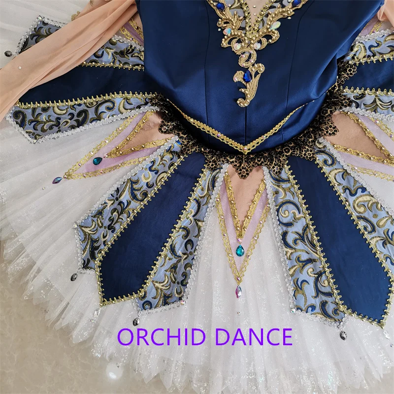 New Coming Professional High Quality 12 Layers Custom Size Girls Adult Performance Wear Navy Blue Straight Ballet Tutu Costumes