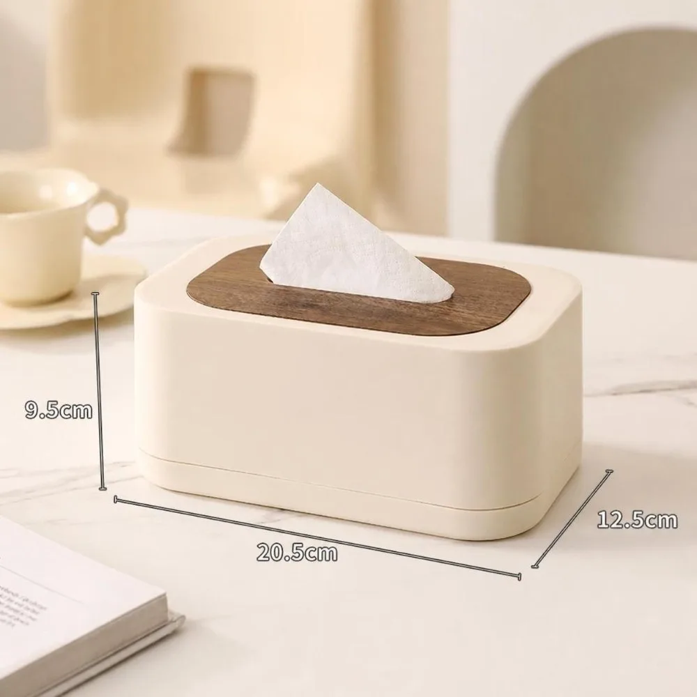 Simple Large Opening Tissue Box With Lid Space-saving Auto Lift Spring Tissue Dispenser Square Tissue Box Desktop Use