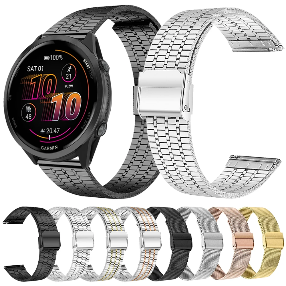 20mm 22mm Metallarmband für Garmin Vivoactive 4 5 6 Band Uhr Venu SQ 2 Plus 3 Armband Forerunner 245 255 265 570 158 55 Correa