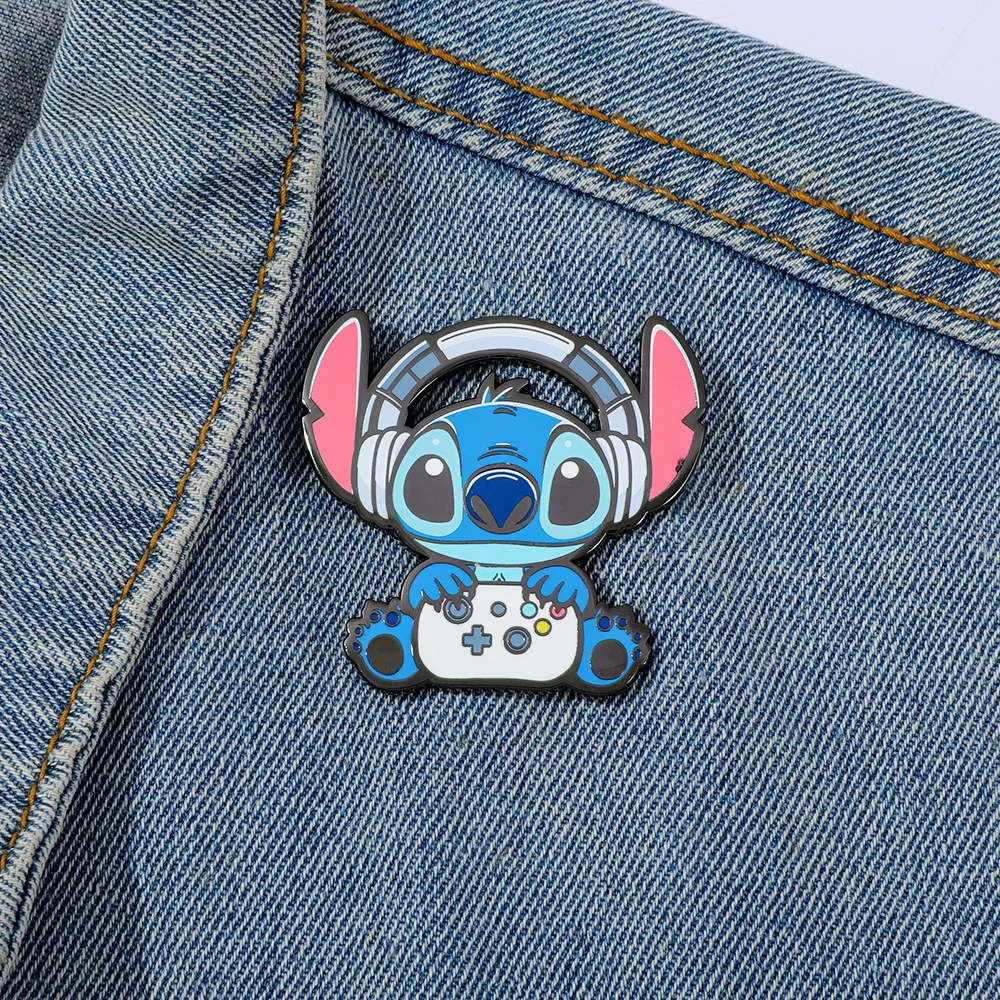 ديزني الكرتون غرزة لطيف المينا بروش التلبيب دبوس الملابس على ظهره شارة اكسسوارات مجوهرات هدايا