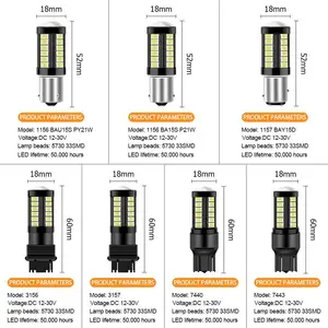 LED -Auto -Blinker Licht, weiße Parklampen mit Reverse Brems, Py21W, P21, 5W, 1156, Ba15s, 1157, Bay15d, 12 V, 33SMD, 7000k, 1 Stc 8 Hauptverkauf Pajero 1 - №3