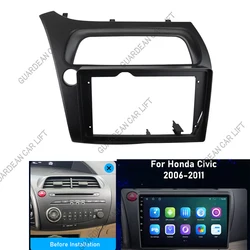 Kit de lecteur DVD et GPS pour HONDA Civic URA Back, cadre de boîtier de panneau, tableau de bord stéréo 2Din, radio, fascia, Android MP5, 9 pouces, 2006-2012