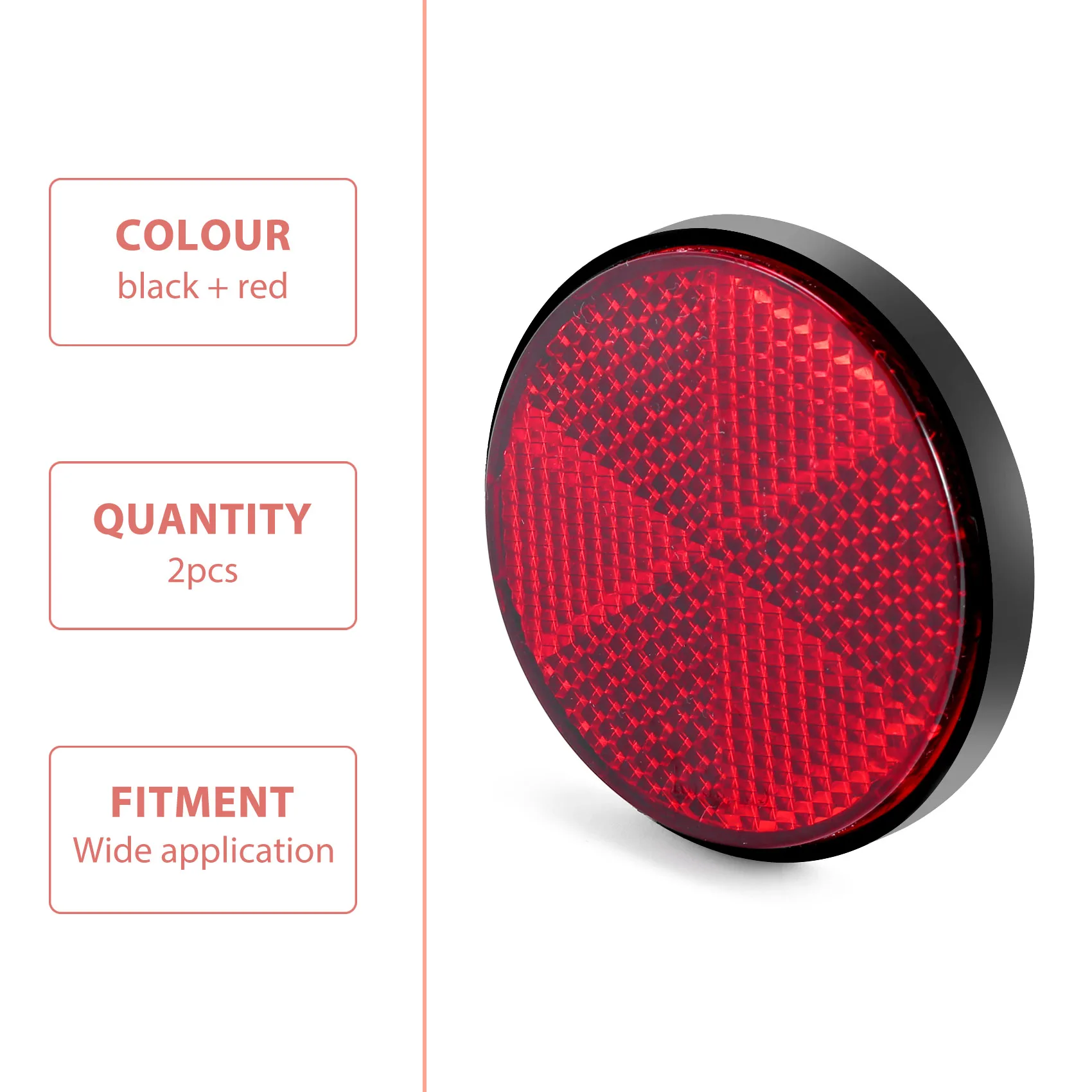 

2pcs Round Red Reflector Universal For Motorcycle ATV 5.6*0.8cm Main in Car Light