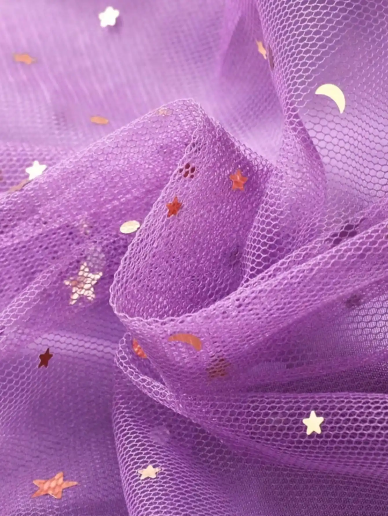Bezauberndes Mädchen-Sommerkleid - Lila Lotusblatt-Manschette, Meerjungfrauen-Schuppen-Print und Pailletten-Dekoration, Polyester-Netzrock – Detail 16