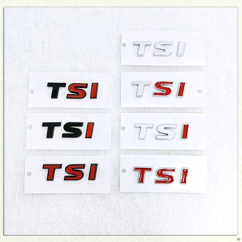 Novo logotipo 3d abs cromado preto tsi emblema letras emblema do porta-malas do carro para 4 5 6 7 acessórios adesivos tsi
