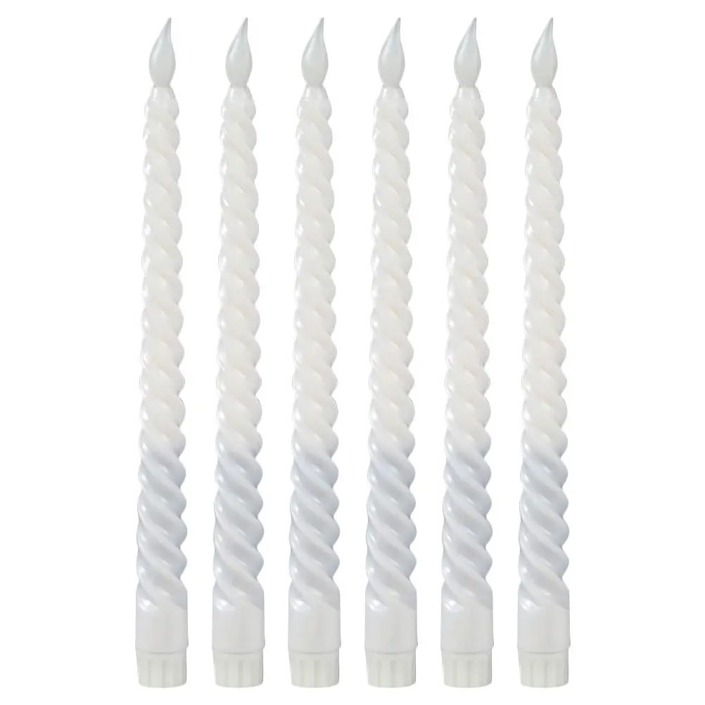 6Pcs Flameless Taper Candles LED Operated Smooth Surface Realistic Design for Romantic Dinner Wedding Decor