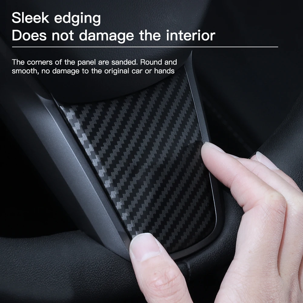 For Tesla Model 3 Model Y Car Steering Wheel Frame ABS Carbon Fiber Steering Wheel Decor Cover Stickers Interior Accessories