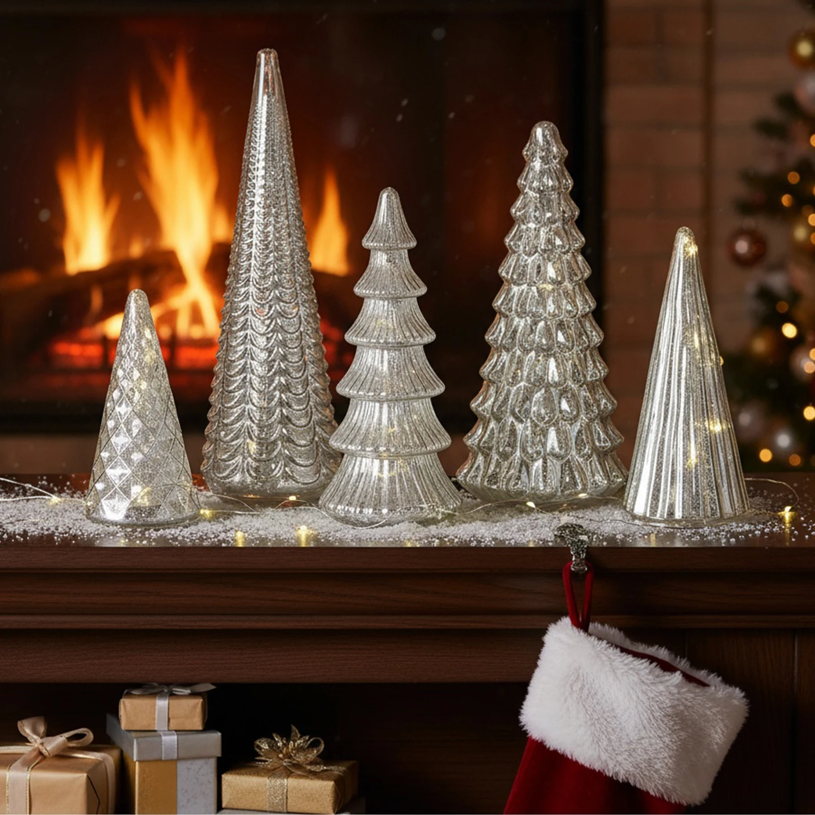 5 قطعة من البلاستيك المضاء لشجرة عيد الميلاد تمثال الحلي تضيء شجرة عيد الميلاد الحلي لهدايا العيد ديكور مدفأة عيد الميلاد #5