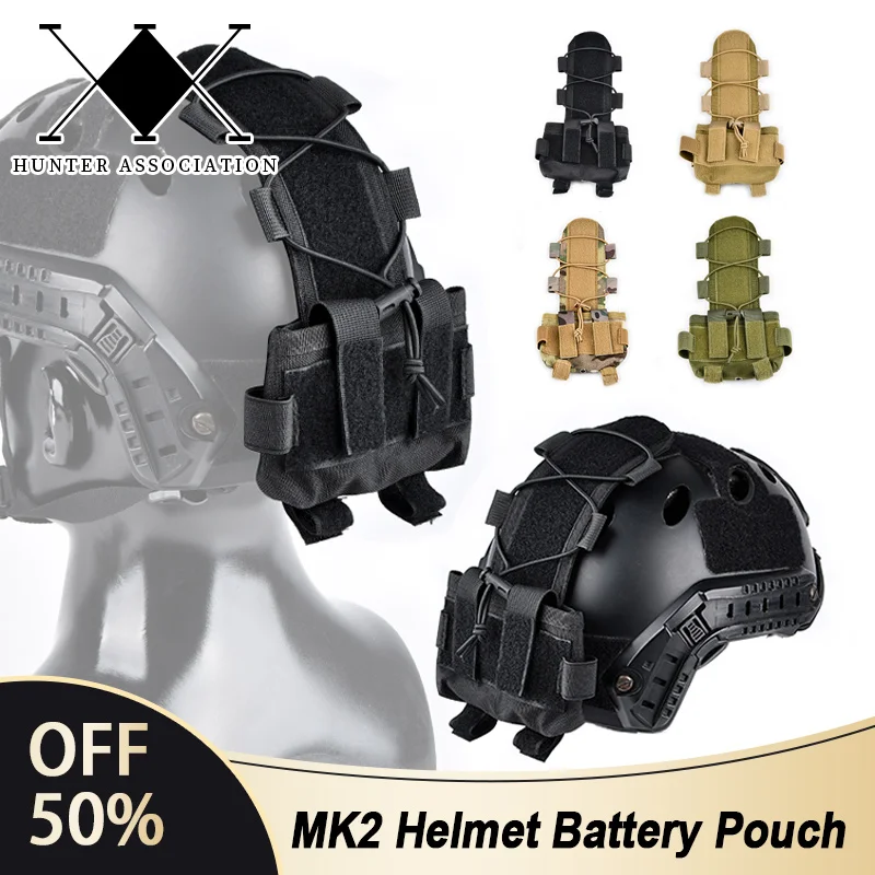 MK2 Helmet Battery Pouch Tactical Hunting mk2 Helmets Batteries Bag Wadsn Nylon Fiber Bags With Elastic Cord Fit Outdoor Games