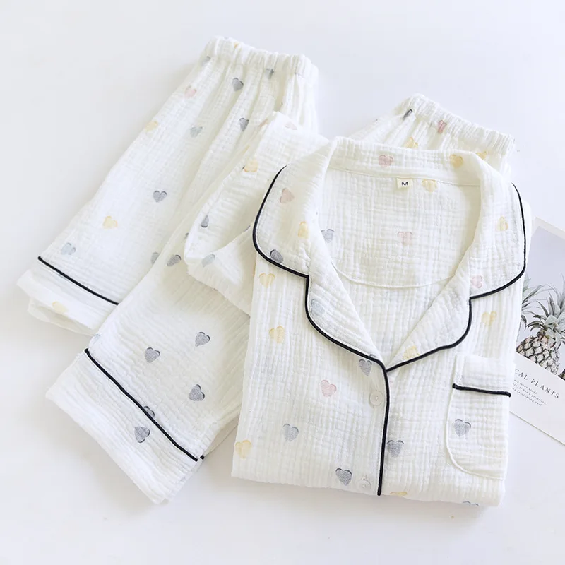Ensemble de pyjama d\'été pour femme, 2024 coton pansement, manches courtes, short et pantalon, trois pièces, vêtements d\'intérieur décontractés pour
