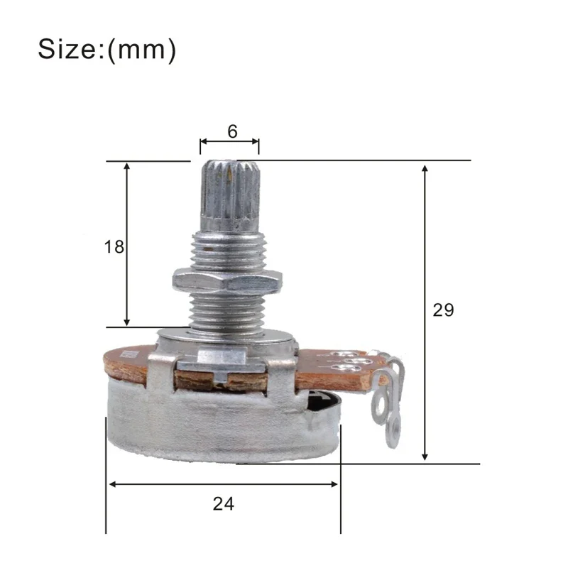 2Pcs Full Size A500K/B500K/A250K/B250K Split shaft 18mm Guitar Volume Tone Big Pots Potentiometer for ELectric Guitar Bass