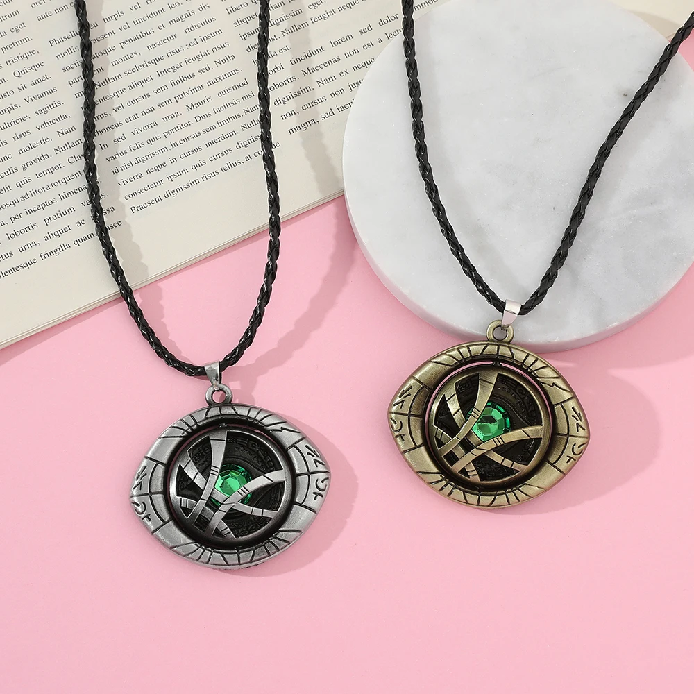 Avengers Doctor Strange Eye of Agamotto Rotatable Pendant Necklace Fashion Superhero Accessory for Fans Cosplay Gifts