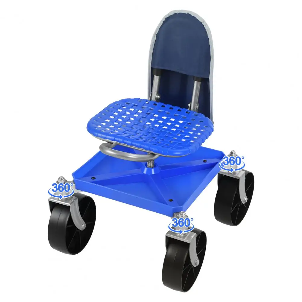 Rolling Gardening Seat Height Adjustable Garden Work Seat with Wheels Heavy Duty Tool Cart Storage Tray Yard Patio 330 Lbs