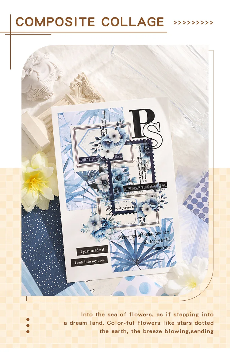Nicht-Klebende Vintage Notizblöcke für Journaling Retro Dekorative Papierbögen Ästhetisches Schreibwaren-Set für Scrapbooking & DIY-Basteln – Detail 12