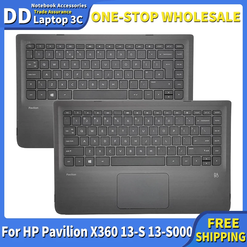 

Новинка 95%, клавиатура US/UK для ноутбука HP Pavilion X360 13-S000 13-S, детская подставка для рук, замена верхней крышки клавиатуры 809829-001