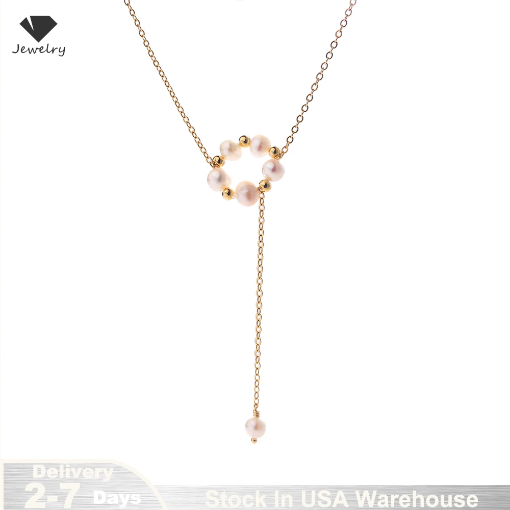 

18K Gold Plated Freshwater Pearl Necklace Women Luxury Elegant 925 Sterling Silver Wedding Bridesmaid Jewelry Accessories USA