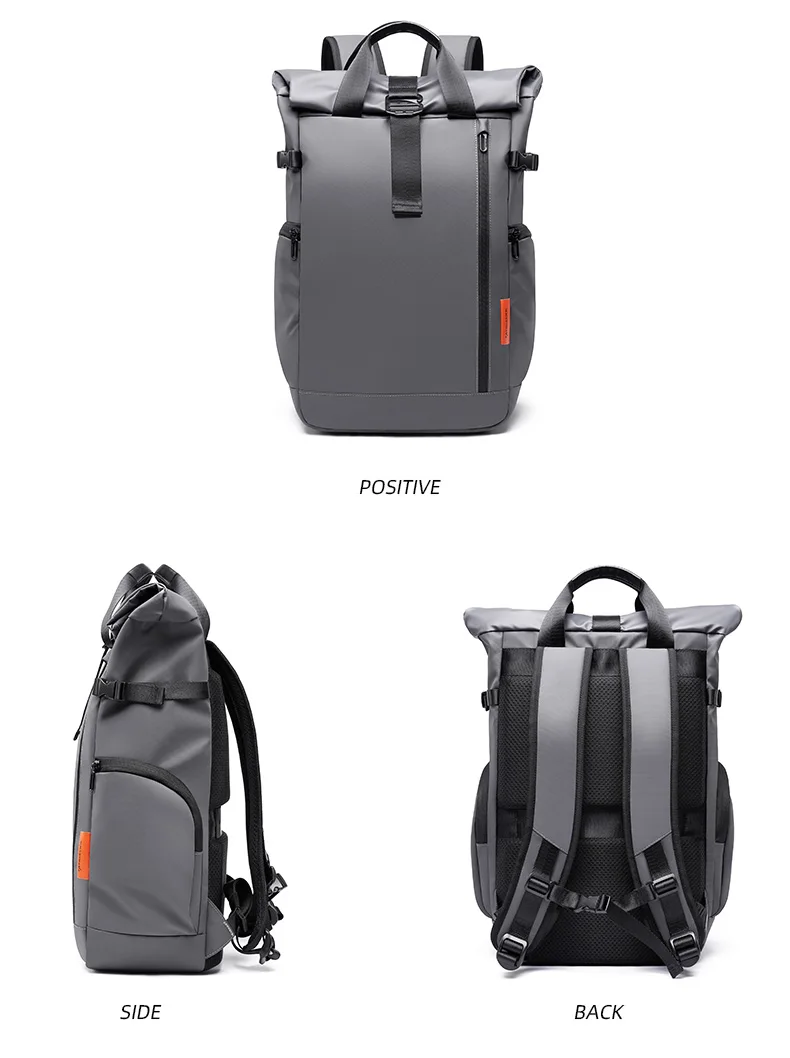 TANGCOOL Gentleman Roll-Top-Rucksack, großes Fassungsvermögen, leicht, wasserdicht, mit mehreren Fächern, für Geschäftsreisen, Laptop-Tasche – Detail 20