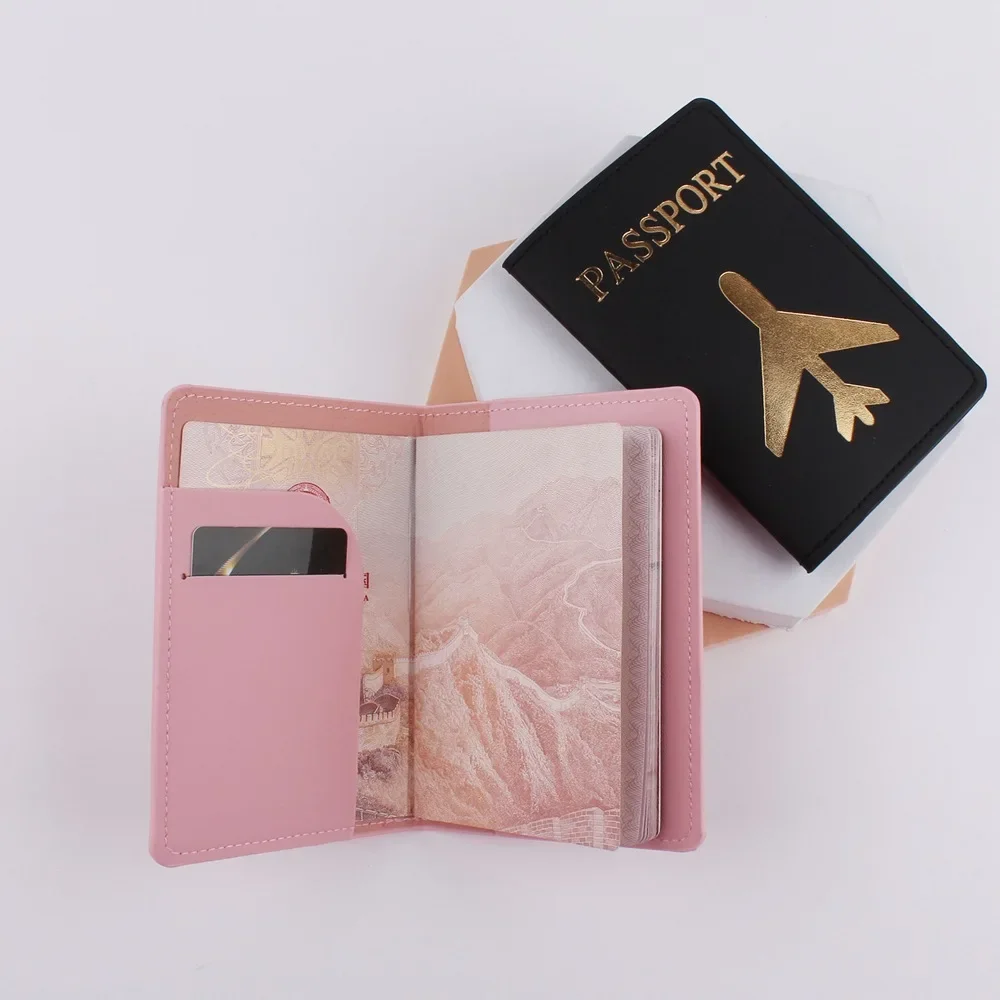 Juego de fundas para pasaporte de boda para pareja, soporte de viaje con letras, nuevo estampado en caliente, funda para pasaporte de avión, etiqueta de equipaje