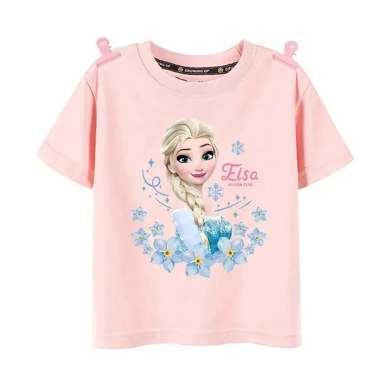 Camiseta para niños Frozen Elsa Princess Ariel Rapunzel, camiseta de verano de manga corta para niñas de 7 a 13 años, regalos de cumpleaños para bebés y niños