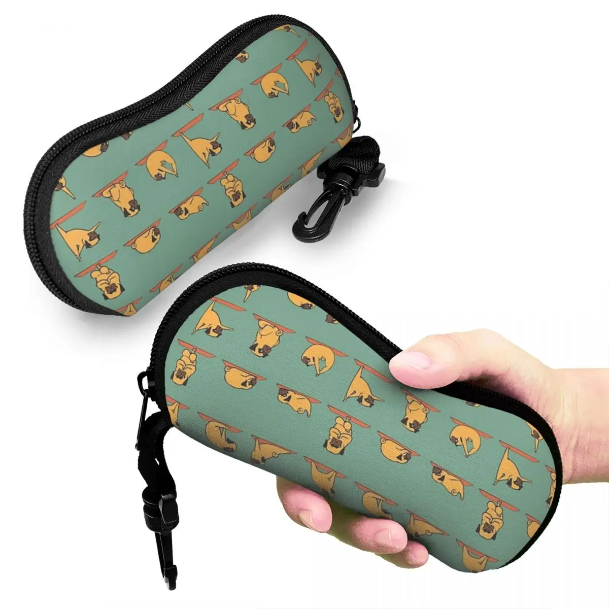 

Pug Yoga Shell Glasses Case Portable Sunglasses Box Women Men Soft Eyeglasses Bag Pouch
