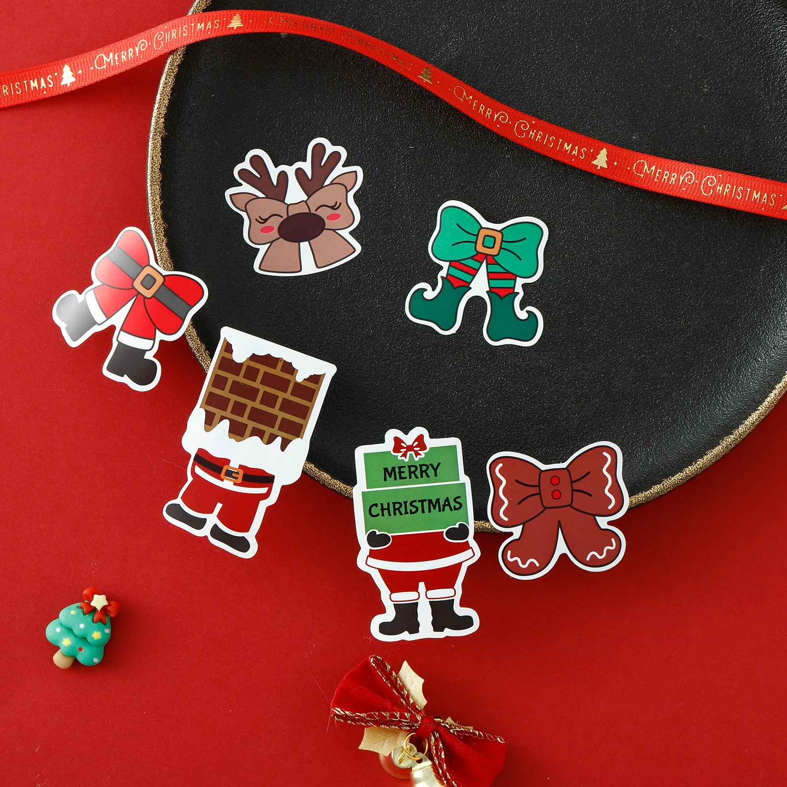 

Christmas Stickers Cute Christmas Boots Gift Box Sealing Paste Special-Shaped Roll Stickers Decorative Stickers Adhesive Label