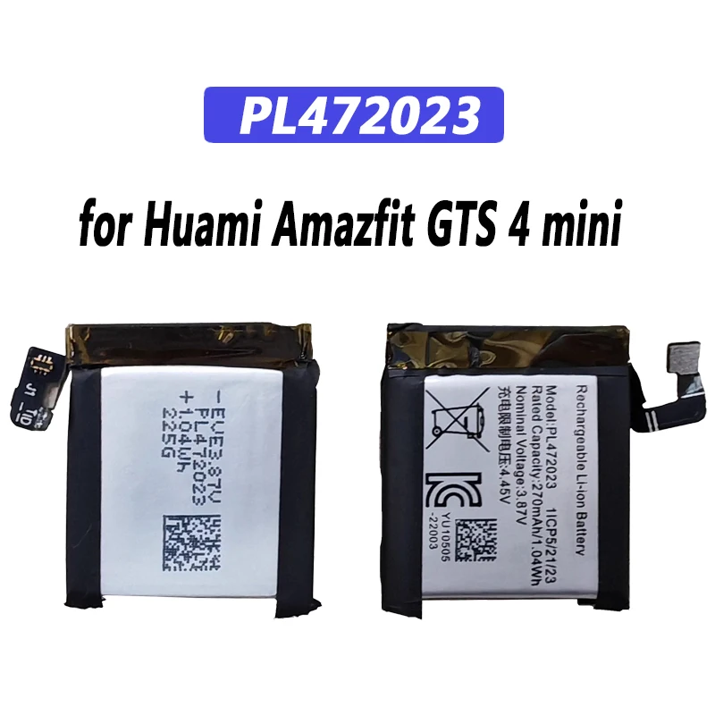 Bateria Li-ion para Huami Amazfit GTS 4 Mini, Baterias De Relógio Inteligente, PL472023