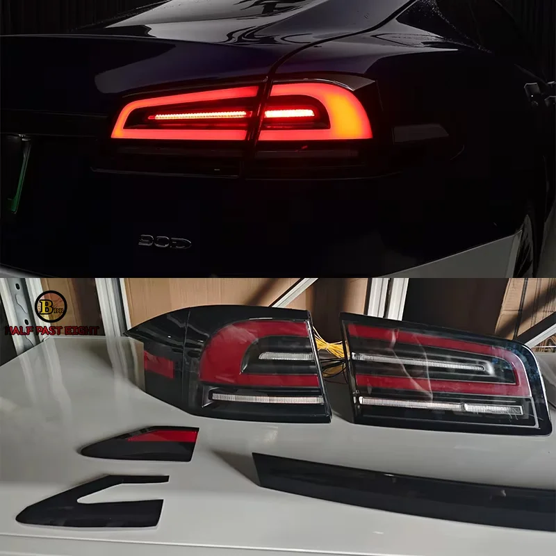 For 2014-2019 Tesla Model S Modified/Upgraded Red And White LED Tail Lights (with Turn Signal And Brake Light Functions)