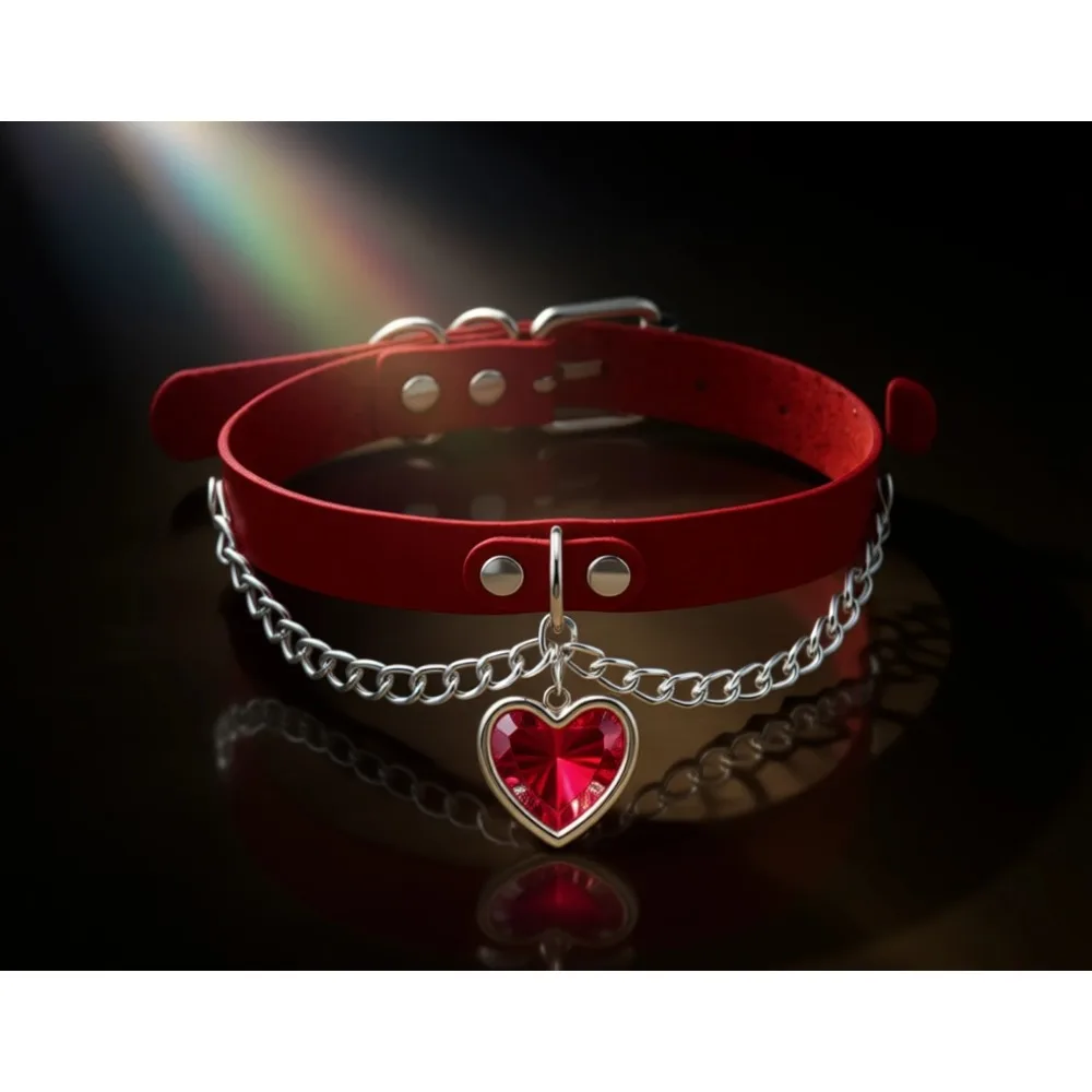 

Кожаное ожерелье-цепочка с сердечками для женщин, в стиле панк-готика, чокер-колье